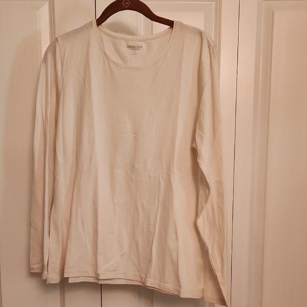 Lands' End Cream Shaped Fit Shirt
